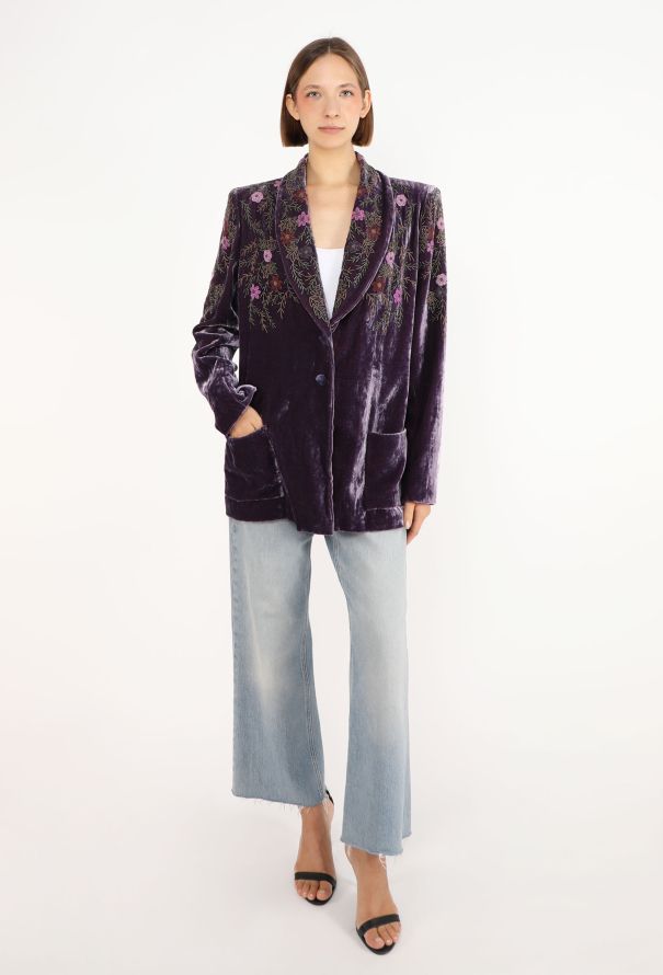 Emanuel Ungaro Beaded Velvet Blazer, Early 2000s - 5