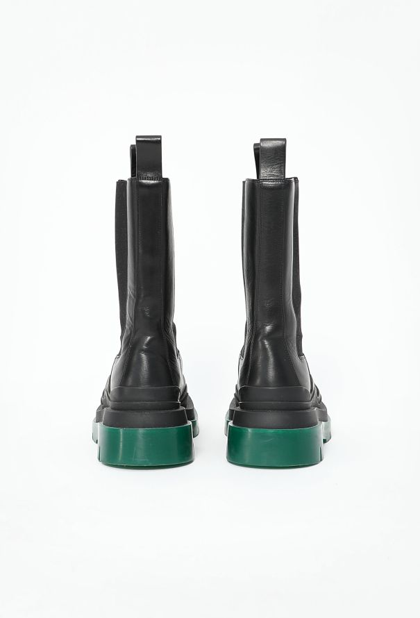 Bottega Veneta Pre-Fall 2020 Tire Chelsea Boots - Black & Green - 6