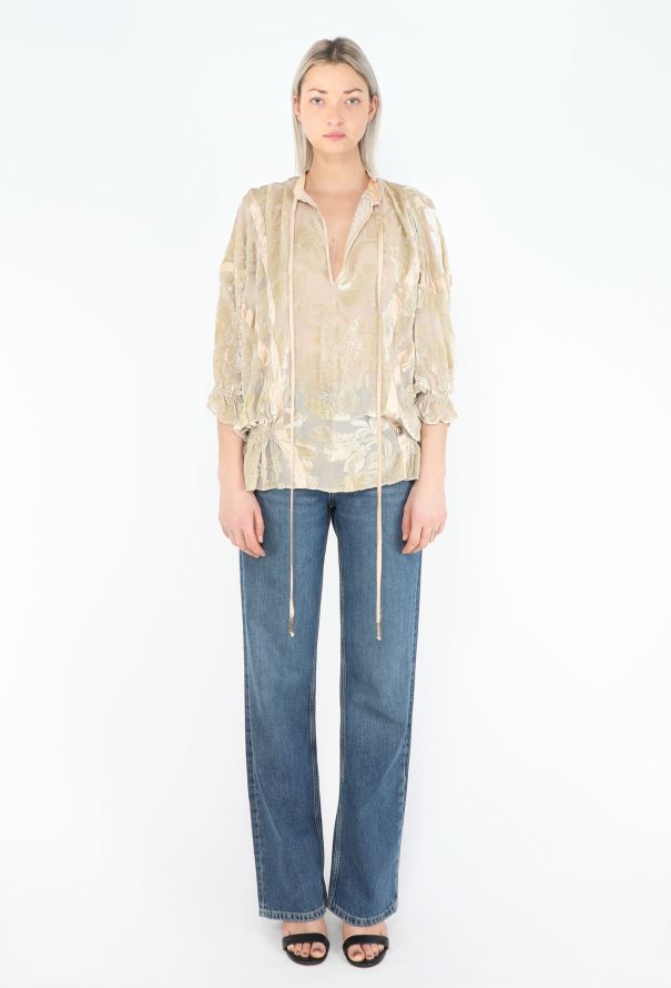 John Galliano Dévoré Velvet Silk Blouse - 2