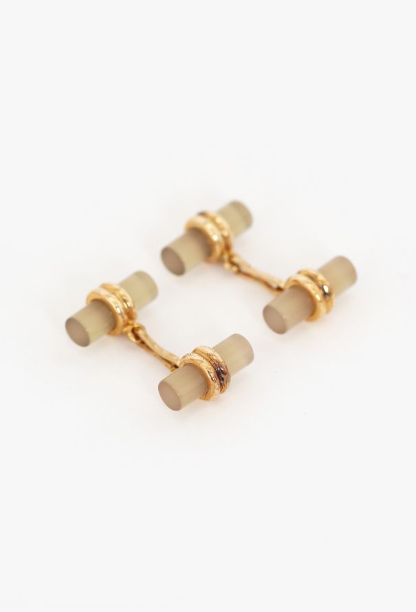 Vintage Fine Jewelry Poiray 18K Gold & Chalcedony Cufflinks - 1
