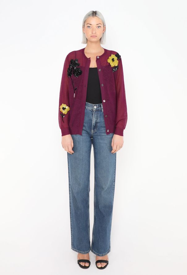 Miu Miu F/W 2023 Floral Appliqué Cardigan - 3