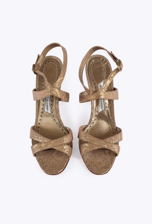 Manolo Blahnik Paisley Brocade Wrap Sandals - 2