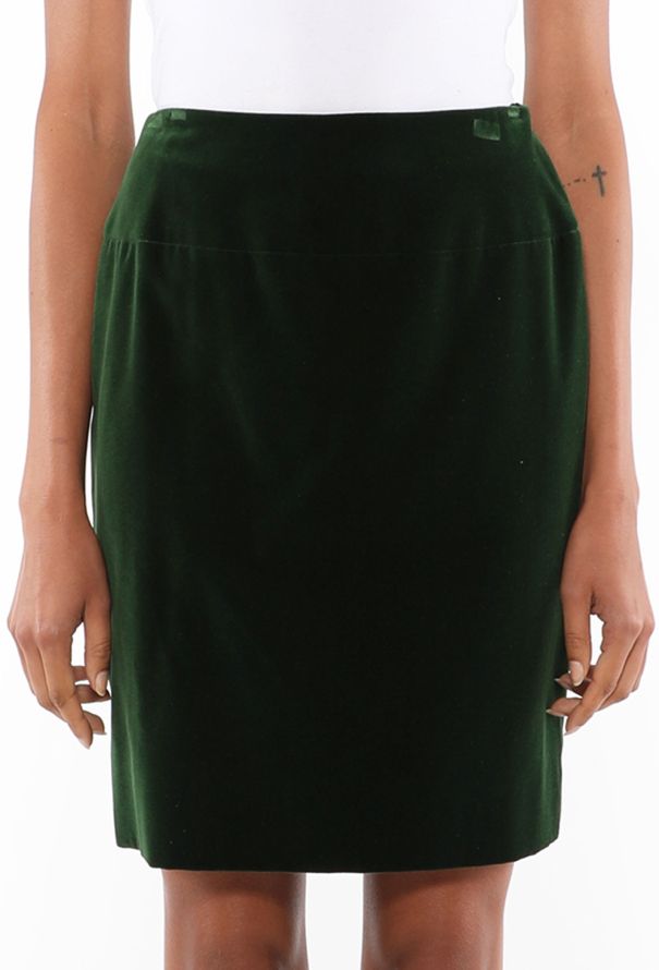 Chanel Vintage Velvet 'CC' Button Skirt - 2