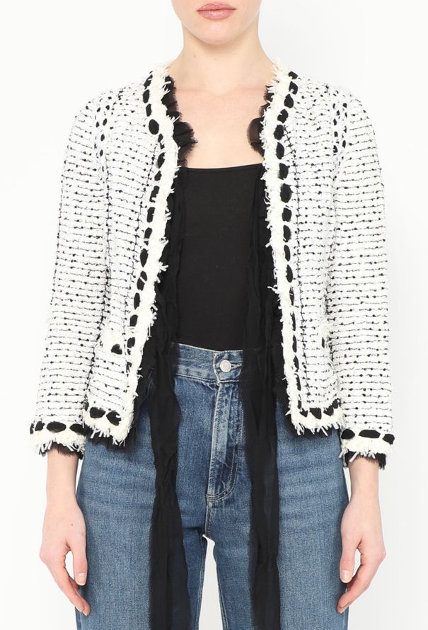 Chanel 2005 Sequin Chiffon Tweed Jacket - 4