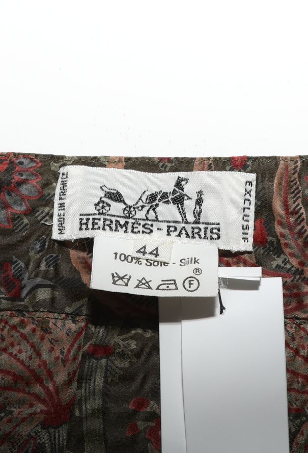 Hermès Floral Pleated Silk Skirt, 1970s - 5