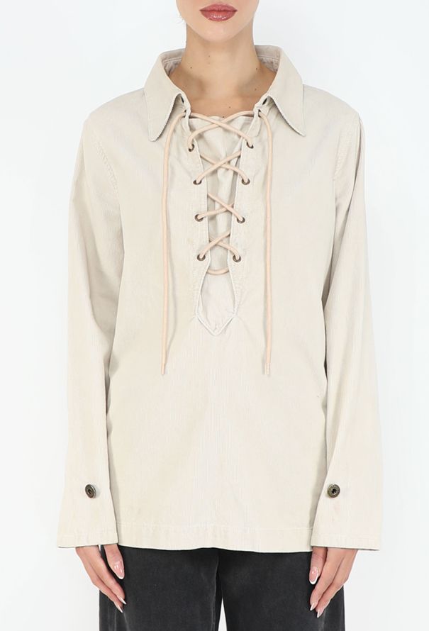 Chloé Resort 2017 Corduroy Lace-Up Top - 3