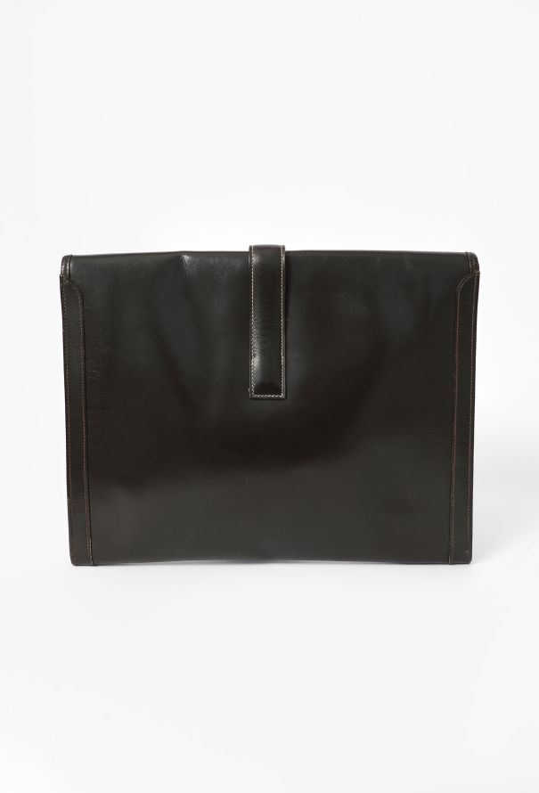 Hermès Vintage Brown Box Jige GM Clutch - 4