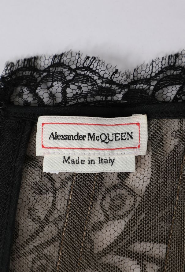 Alexander McQueen Lace Cropped Bustier Top - 6