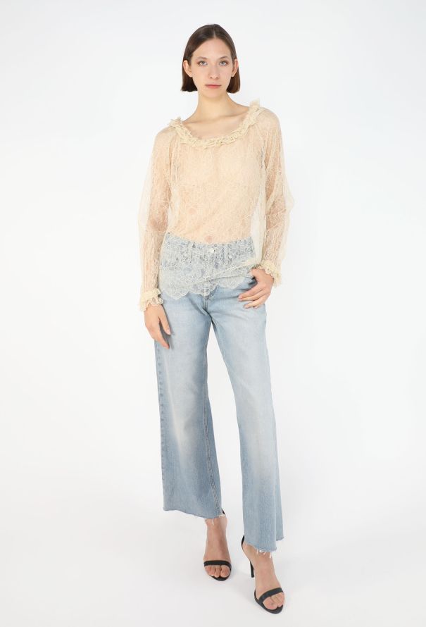 Chanel Chantilly Lace Blouse, 1980s - 3