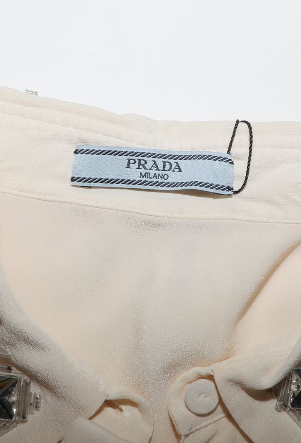 Prada Embellished Trim Silk Blouse - 5