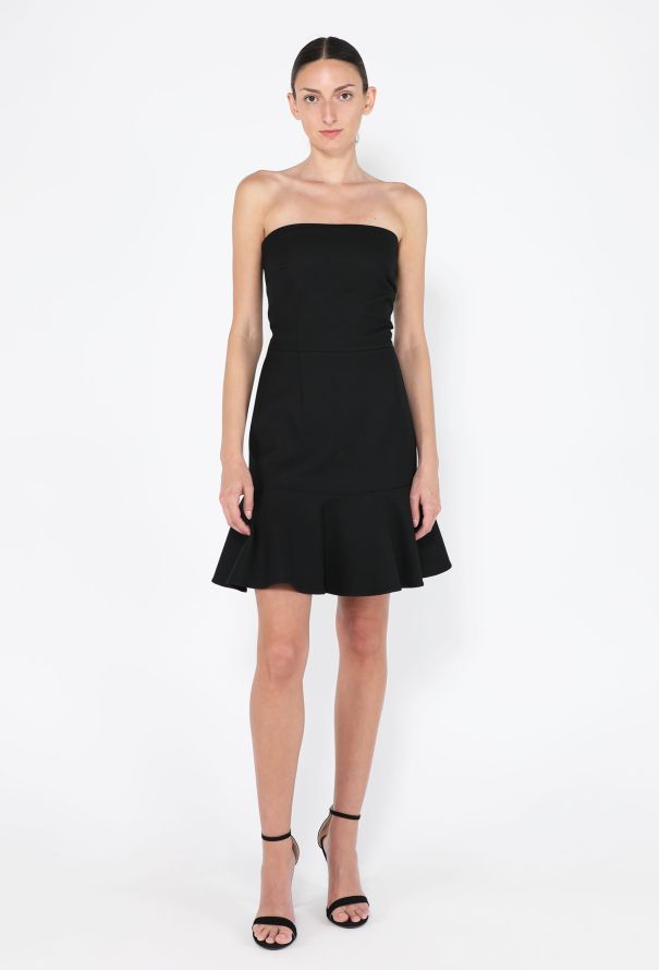 Balenciaga 2002 Strapless Fluted Wool Dress - 2