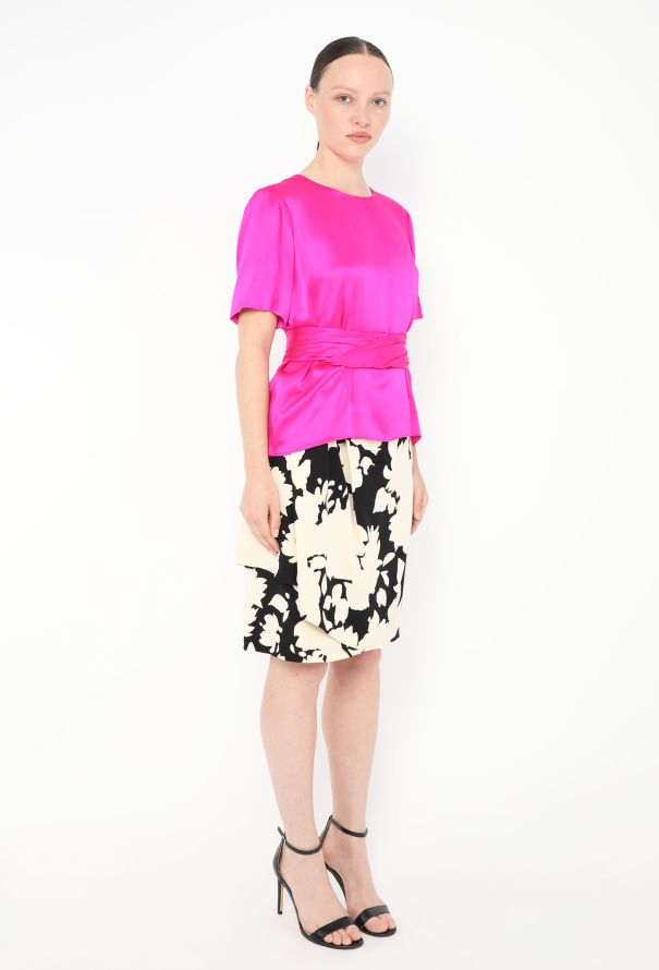 Saint Laurent Couture S/S 1991 Belted Floral Wrap Ensemble - 6