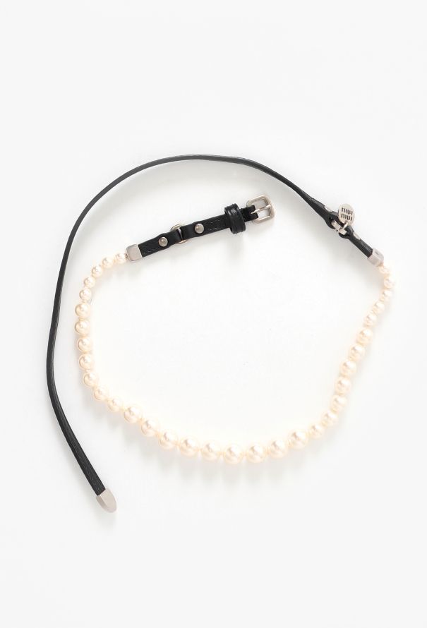 Miu Miu F/W 2024 Leather Pearl Necklace - 3 Miu Miu F/W 2024 Leather Pearl Necklace - 3
