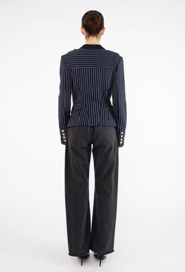 Balenciaga ICONIC S/S 2005 Pinstripe Nautical Jacket - 5