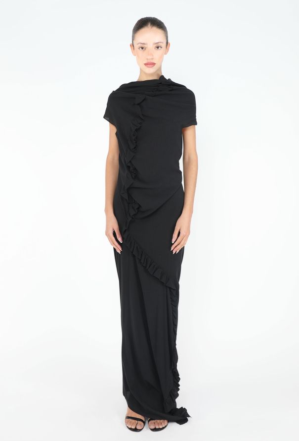 Comme des Garçons Asymmetrical Ruffled Crêpe Gown - 1