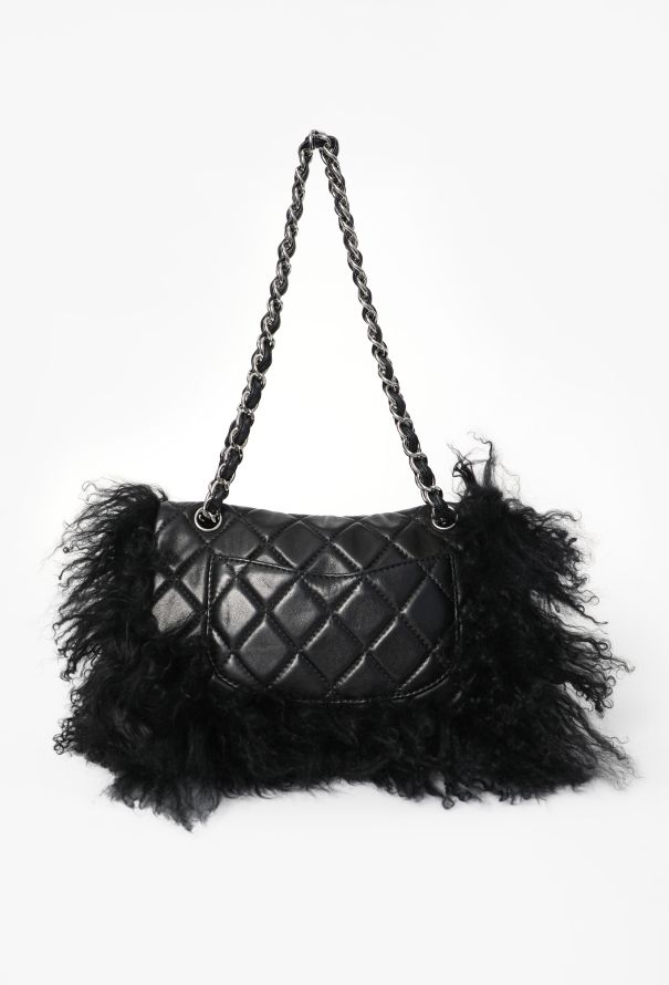 Chanel RARE 2008 Black Mongolian Shearling Tibet Flap Bag - 7