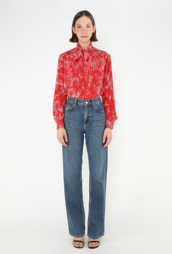 Saint Laurent S/S 1985 Palm Lavallière Blouse - 2