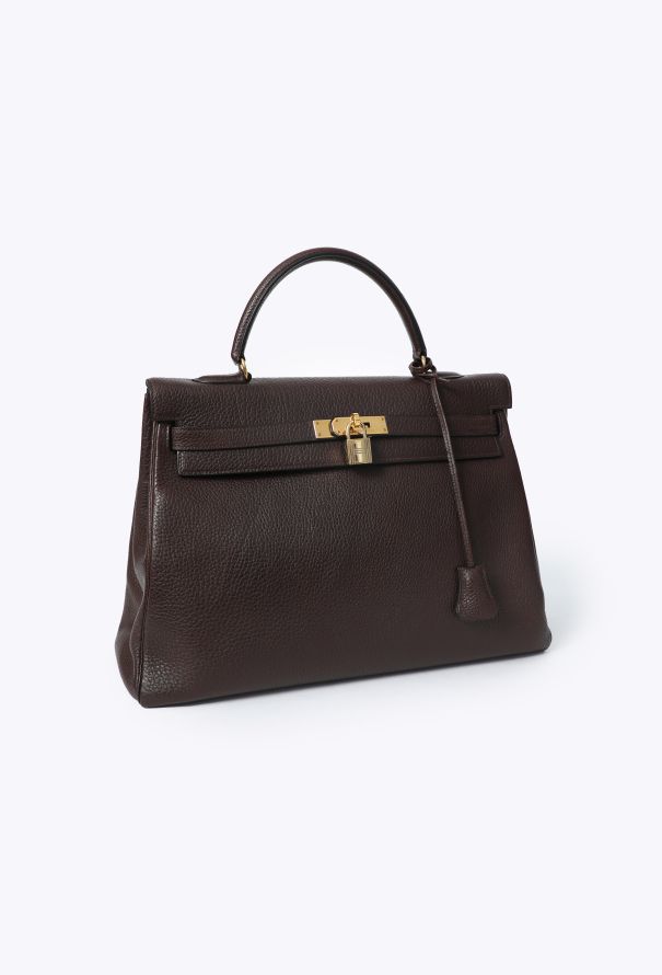 Hermès Vintage Marron Togo Kelly Retourné 35 - 5