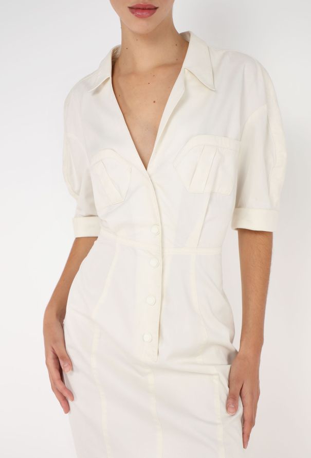 Thierry Mugler Vintage Hourglass Cotton Dress - 3