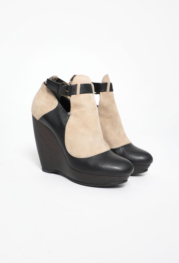 Balenciaga Suede Platform Buckle Wedges - 2 Balenciaga Suede Platform Buckle Wedges - 2