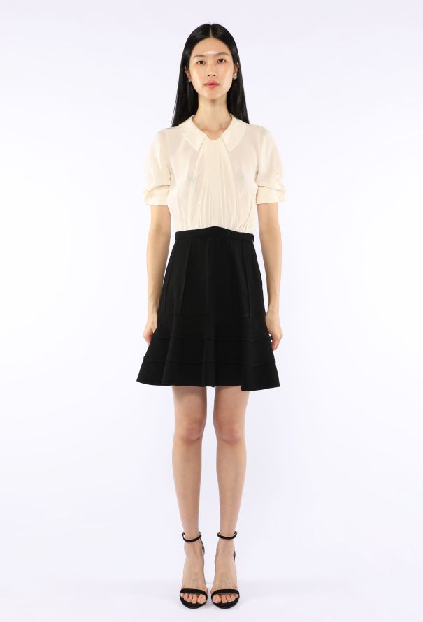 Miu Miu Pleated Silk Combination Dress - 1