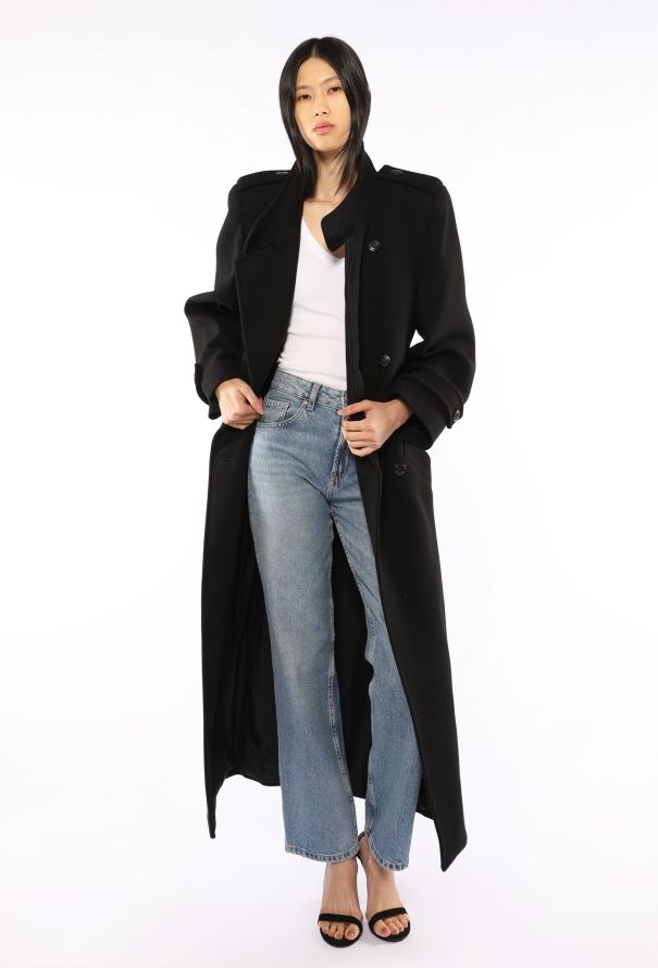 Saint Laurent Double-Breasted Long Peacoat, 2023 - 1
