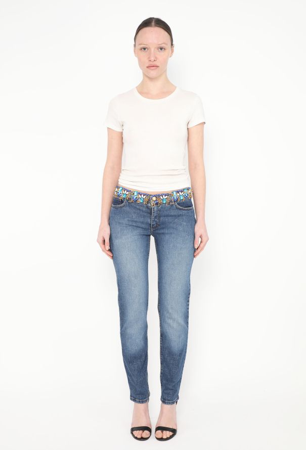 Roberto Cavalli Early 2000s Embellished Low-Rise Jeans - 1