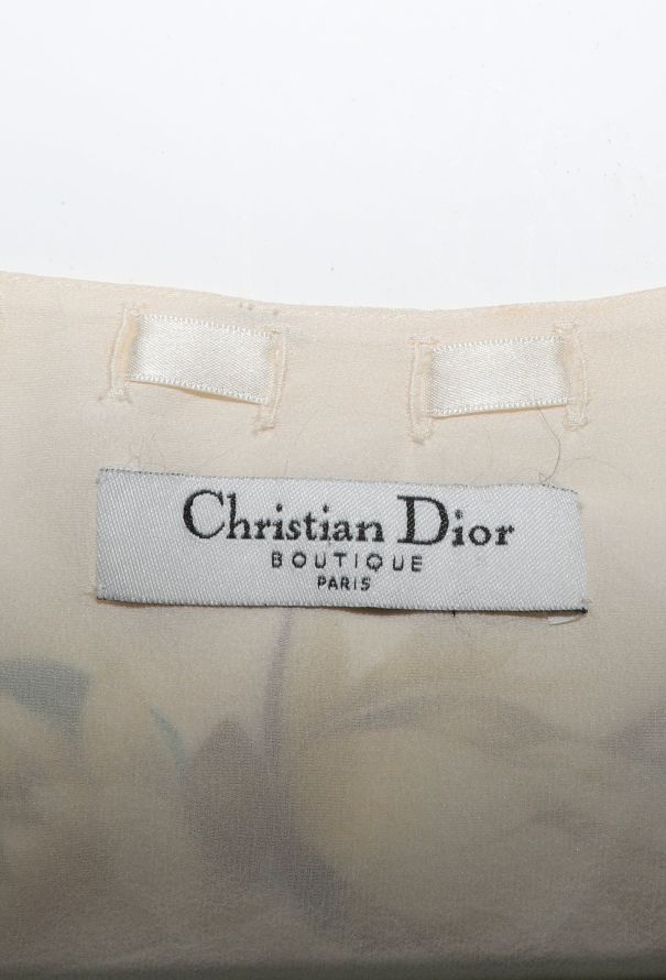 Dior S/S 2005 Lotus Lace Trim Silk Dress - 8