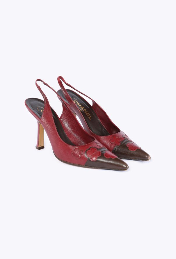 Chanel Floral Leather Slingback Heels, 2001 - 3