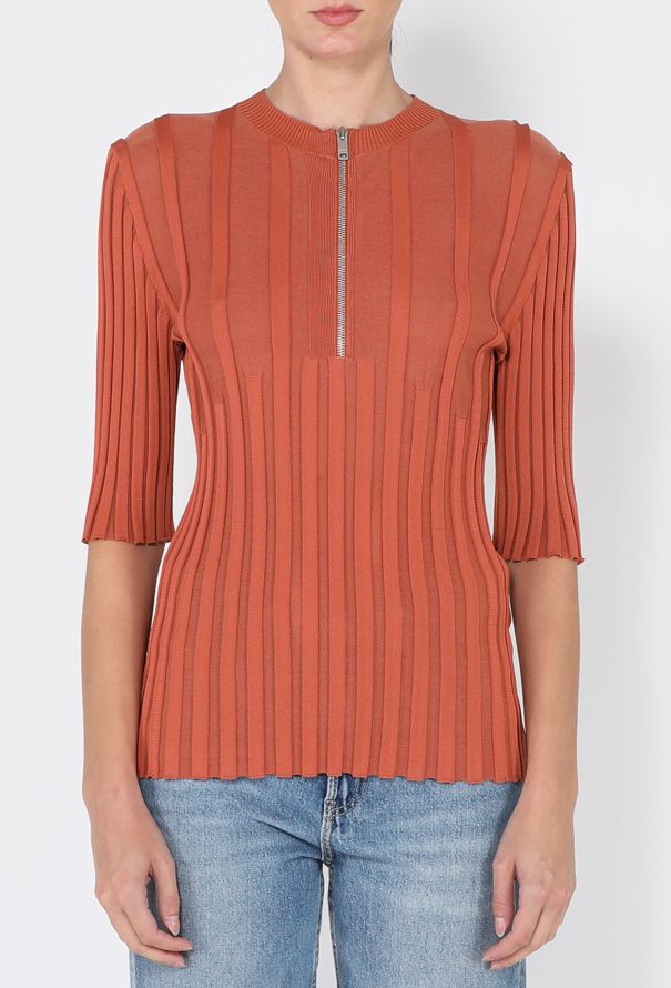 Céline Ribbed Knit Zipper Top, 2016 - 1