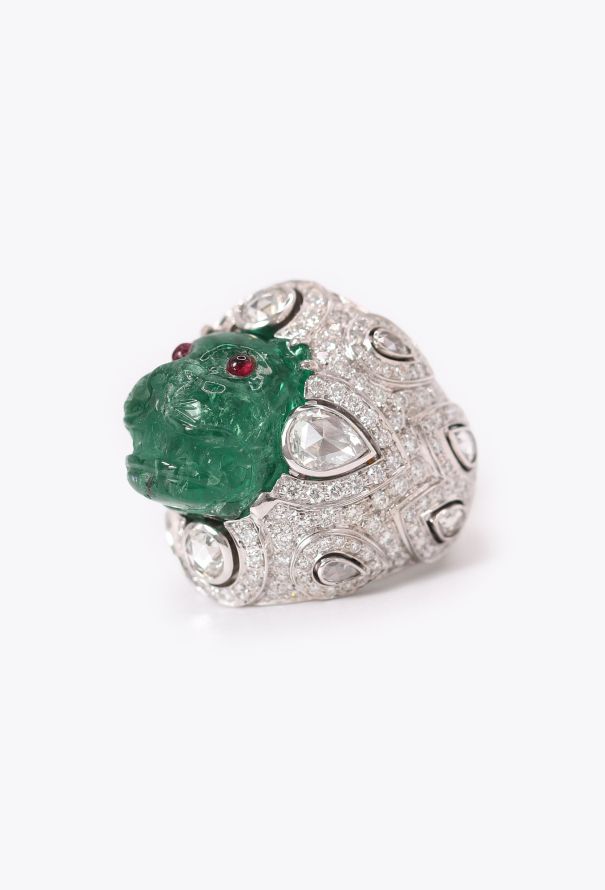 Repossi Bespoke 18k White Gold, Ruby & Emerald Feline Ring - 3 Repossi Bespoke 18k White Gold, Ruby & Emerald Feline Ring - 3
