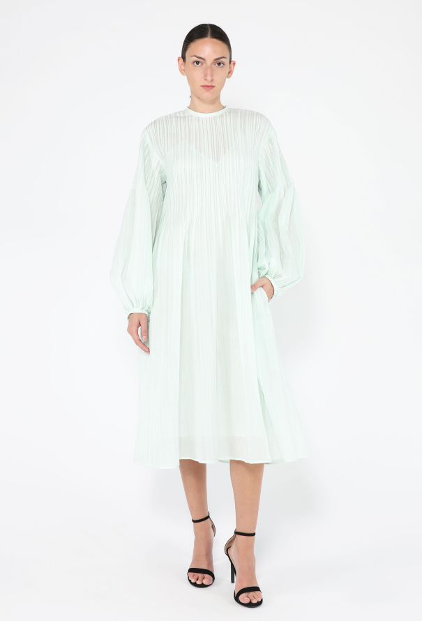Jil Sander Cotton Muslin Pleated Dress, Resort 2025 - 3