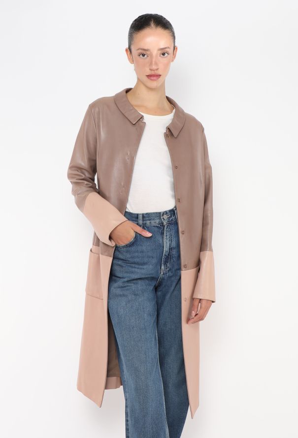 Dior 2015 Raf Simons Tonal Leather Coat - 3 Dior 2015 Raf Simons Tonal Leather Coat - 3