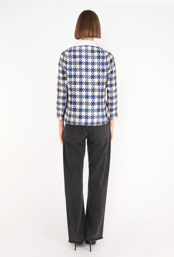 Chanel Haute Couture Silk Houndstooth Jacket, Late 1950s - 5
