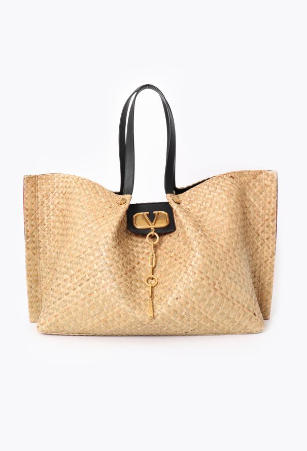 Valentino Raffia Vlogo Escape Tote Bag - 1