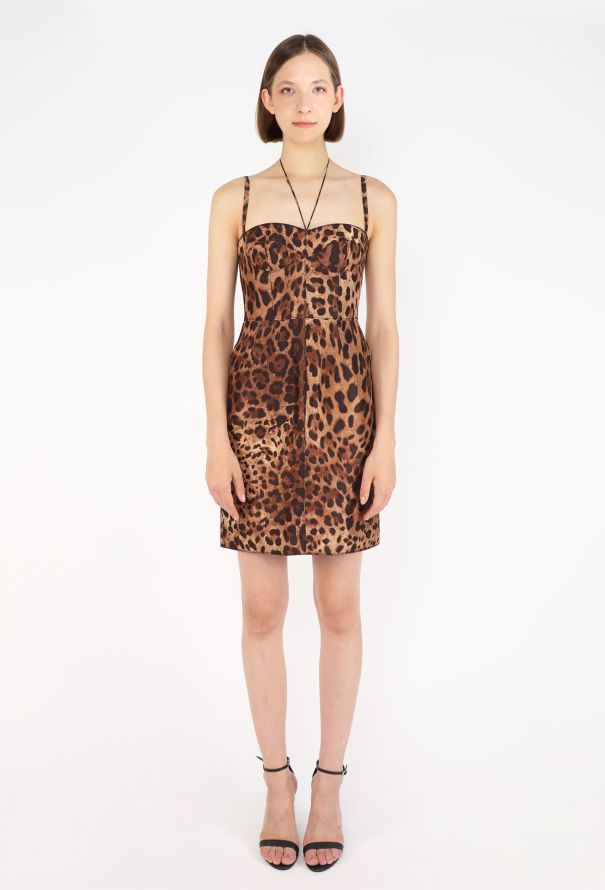 Dolce & Gabbana Leopard Silk Bustier Dress, Early 2000s - 1
