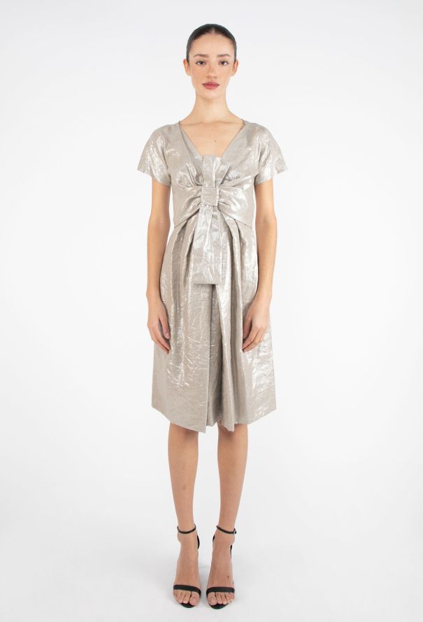 Alexander McQueen S/S 2006 'Neptune' Metallic Bow Dress - 1