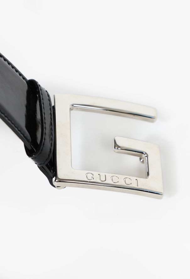 Gucci F/W 1995 Patent Leather Emblem Belt - 5