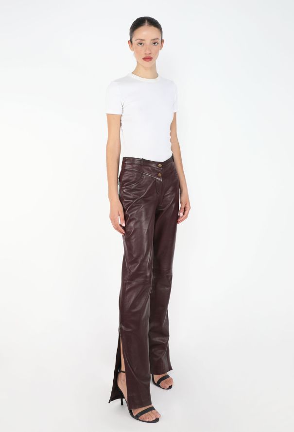 Dior 2004 Burgundy Lambskin Trousers - 1