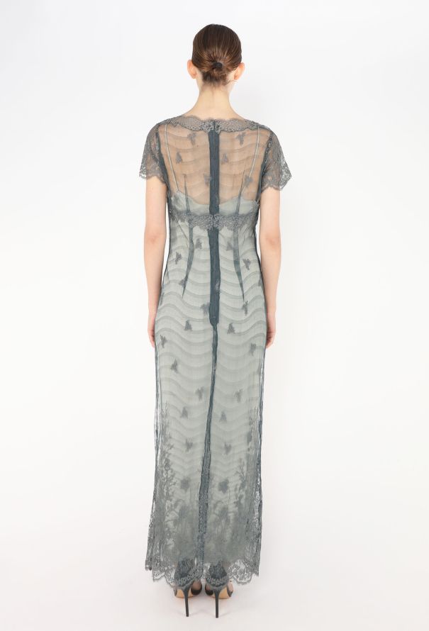 '90s Italian Scalloped Lace Gown - 4