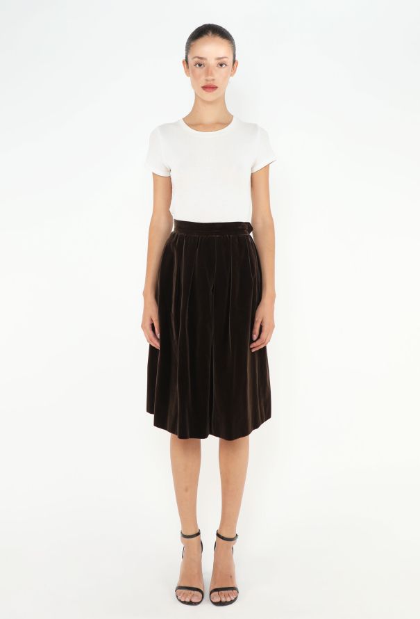 Saint Laurent '70s Velvet Pleated Skirt - 1
