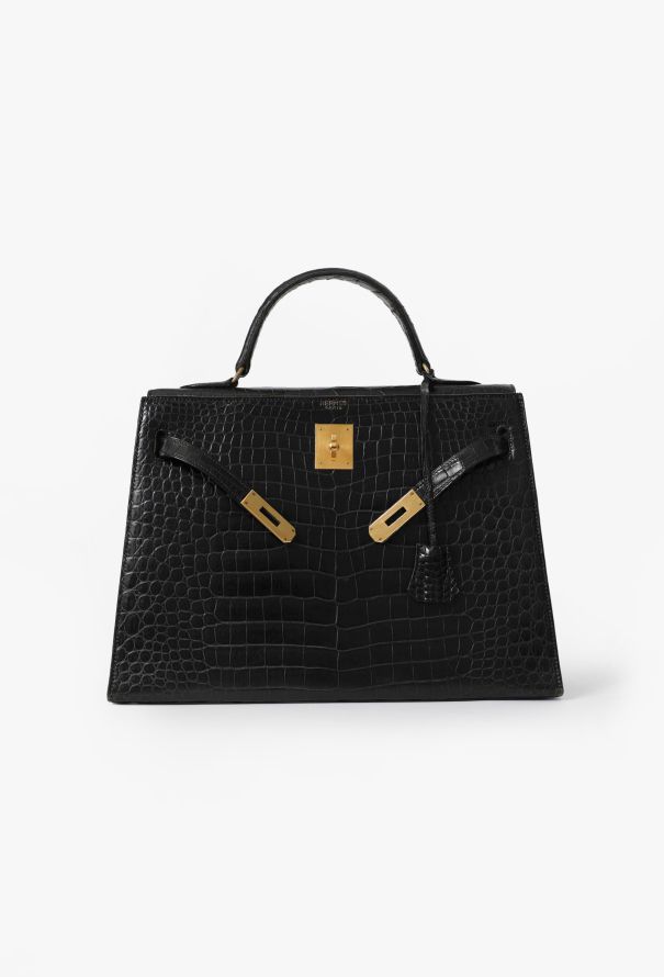 Hermès Black Porosus Kelly Sellier 32, 1964 - 2