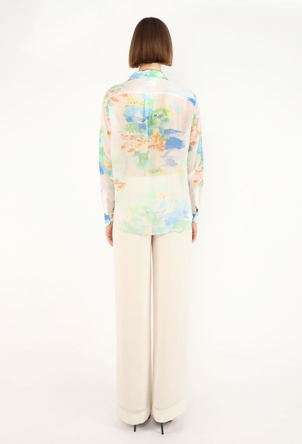 Céline Beach Printed Silk Blouse, 2022 - 5
