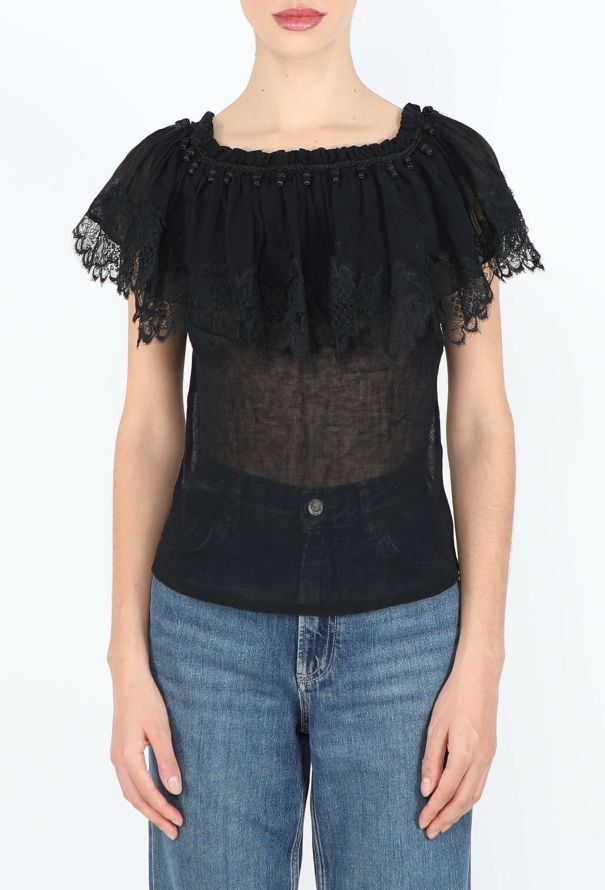 Saint Laurent S/S 1977 Chantilly Carmen Blouse - 5