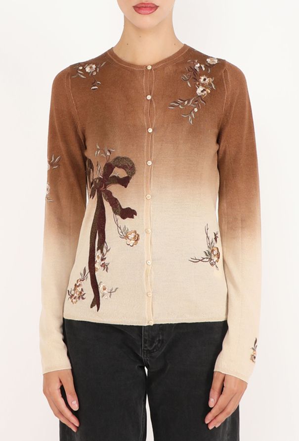 John Galliano Embroidered Knit Ombré Cardigan - 1