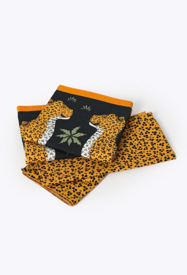 Hermès '80s 'Les Léopards' Placemat and Napkin Set - 1