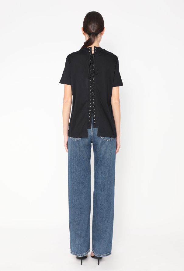Prada Lace-Up Cotton T-Shirt, 2022 - 4