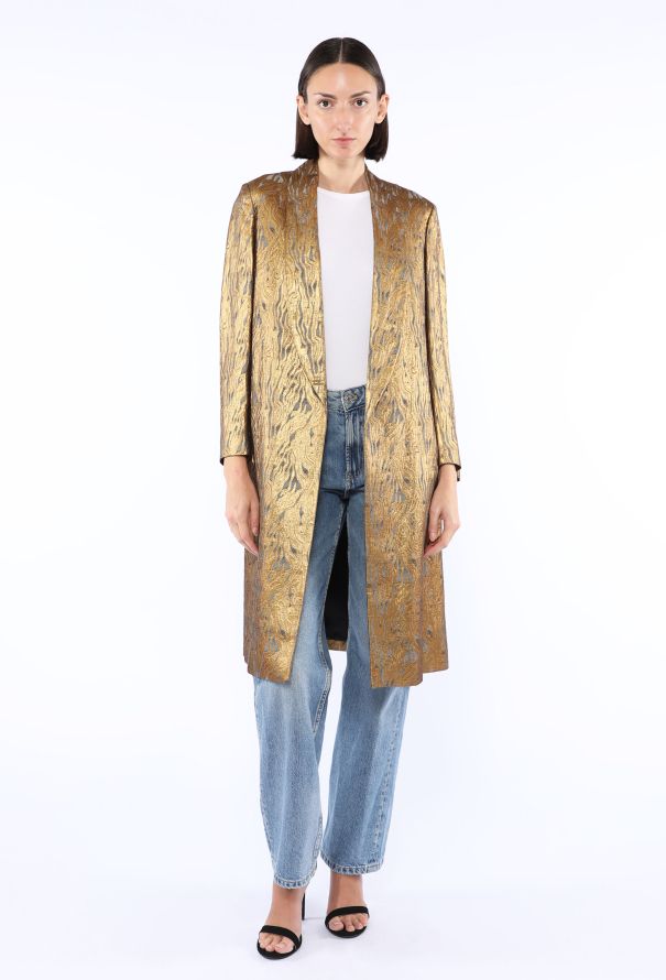 Dries Van Noten Ravik Metallic Jacquard Belted Coat - 5