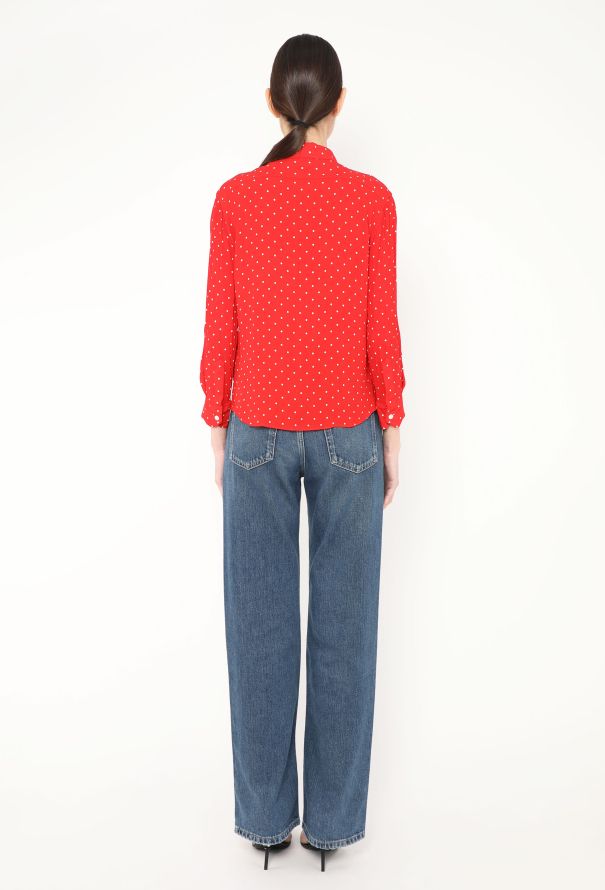 Céline 2019 Dotted Red Crêpe Blouse - 5 Céline 2019 Dotted Red Crêpe Blouse - 5