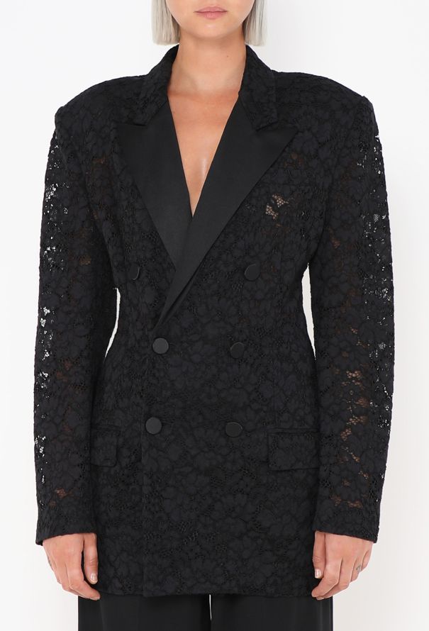 Saint Laurent Pre-Fall 2024 Guipure Smoking Blazer - 1
